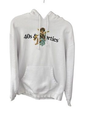 40’s & Shorties Men’s White Cherub Logo Hoodie Size M